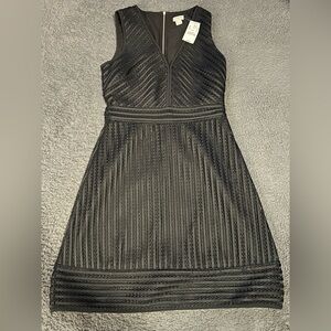 J. Crew NWT women's sleeveless black striped eyelet fit and flare dress size 2